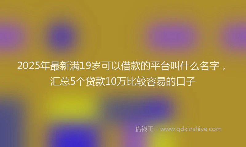 2025年最新满19岁可以借款的平台叫什么名字，汇总5个贷款10万比较容易的口子
