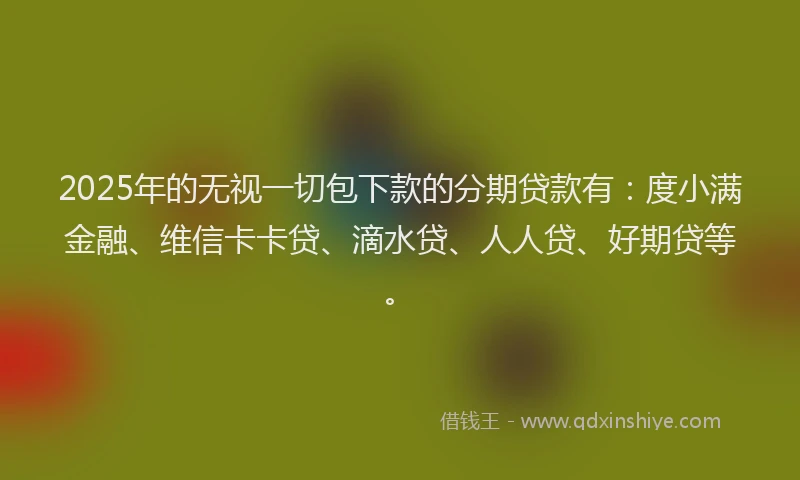 2025年的无视一切包下款的分期贷款有：度小满金融、维信卡卡贷、滴水贷、人人贷、好期贷等。