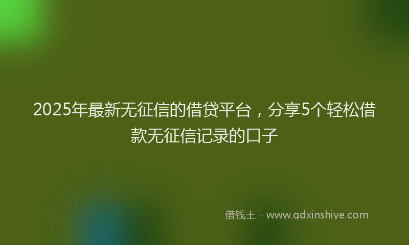 2025年最新无征信的借贷平台，分享5个轻松借款无征信记录的口子
