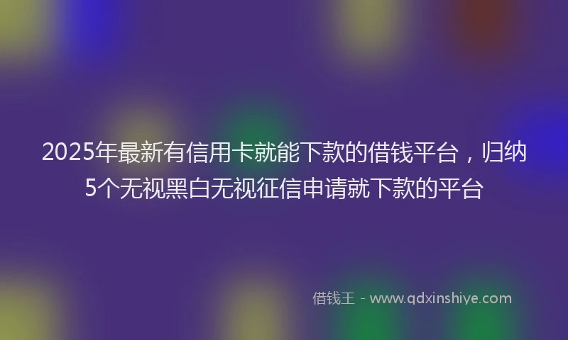 2025年最新有信用卡就能下款的借钱平台，归纳5个无视黑白无视征信申请就下款的平台