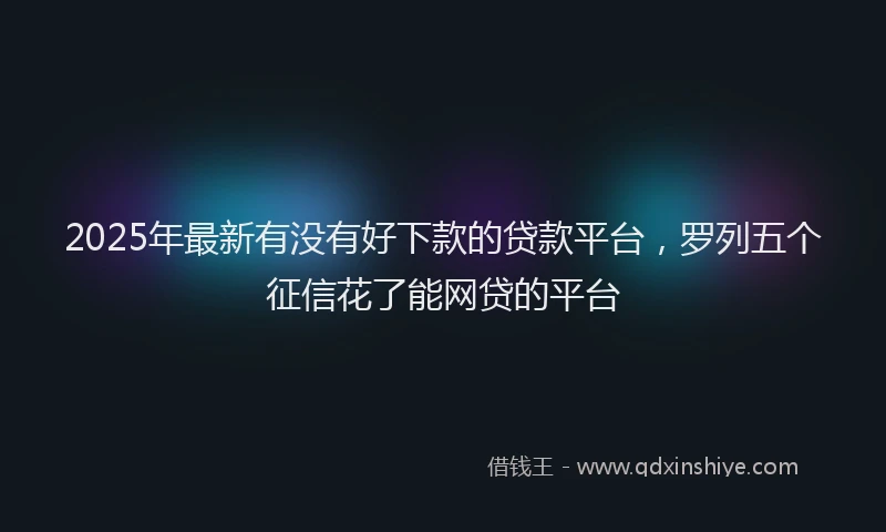 2025年最新有没有好下款的贷款平台，罗列五个征信花了能网贷的平台