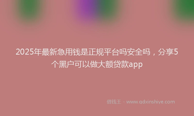 2025年最新急用钱是正规平台吗安全吗，分享5个黑户可以做大额贷款app