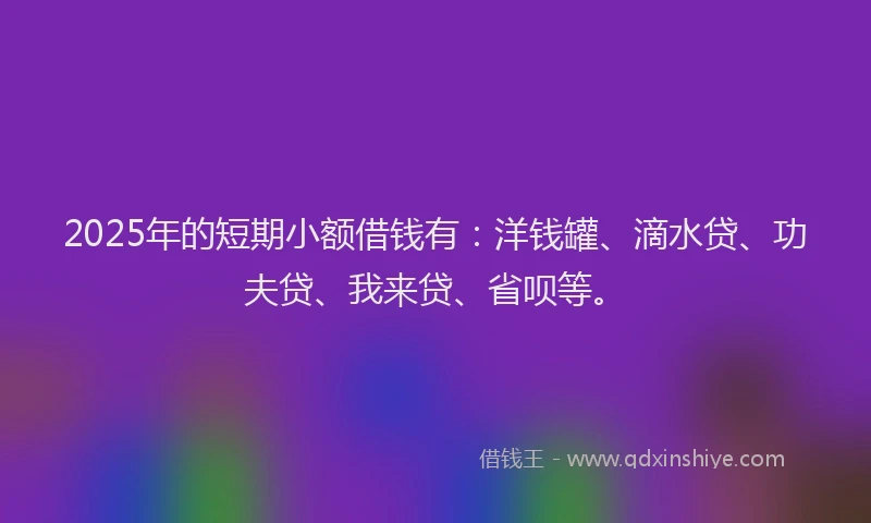 2025年的短期小额借钱有：洋钱罐、滴水贷、功夫贷、我来贷、省呗等。