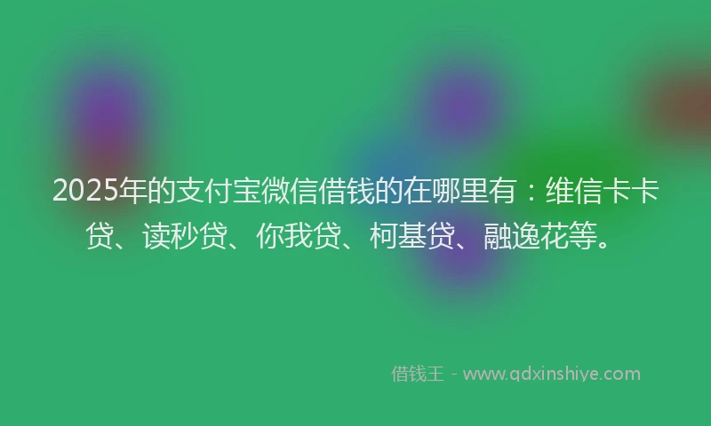 2025年的支付宝微信借钱的在哪里有：维信卡卡贷、读秒贷、你我贷、柯基贷、融逸花等。