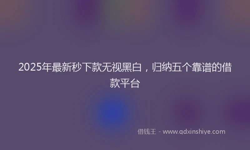 2025年最新秒下款无视黑白,归纳五个靠谱的借款平台