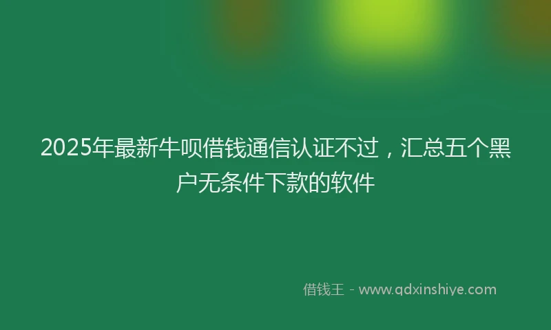 2025年最新牛呗借钱通信认证不过，汇总五个黑户无条件下款的软件
