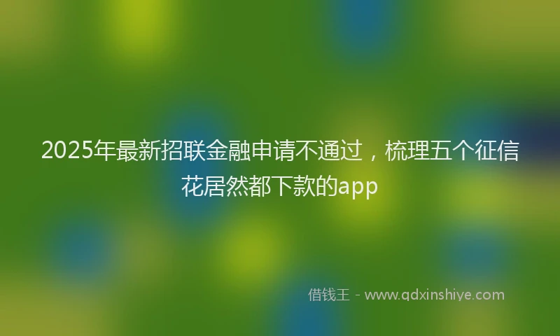 2025年最新招联金融申请不通过，梳理五个征信花居然都下款的app