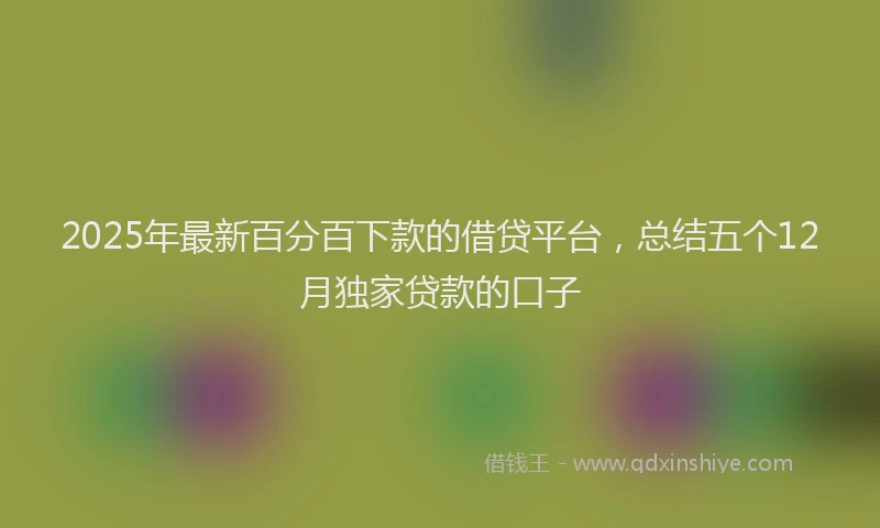 2025年最新百分百下款的借贷平台，总结五个12月独家贷款的口子