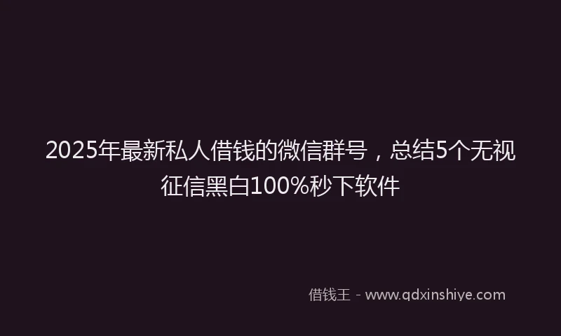 2025年最新私人借钱的微信群号，总结5个无视征信黑白100%秒下软件