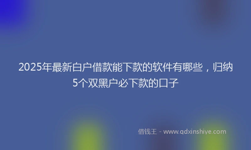 2025年最新白户借款能下款的软件有哪些，归纳5个双黑户必下款的口子