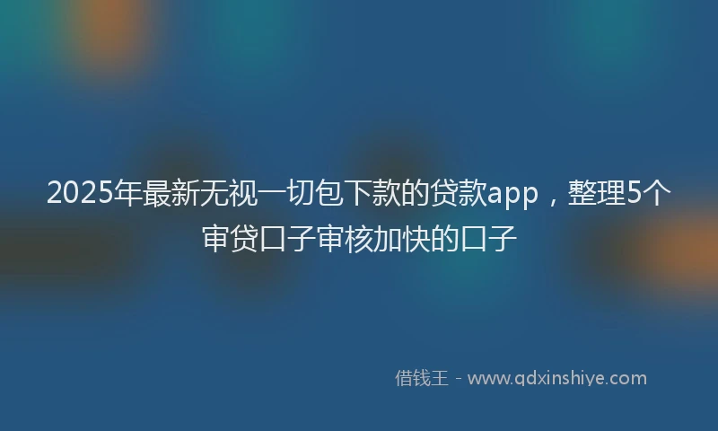 2025年最新无视一切包下款的贷款app，整理5个审贷口子审核加快的口子