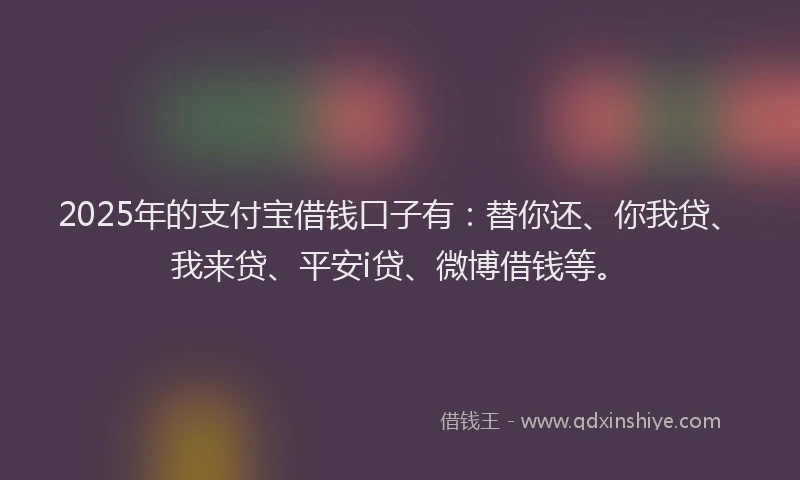 2025年的支付宝借钱口子有：替你还、你我贷、我来贷、平安i贷、微博借钱等。