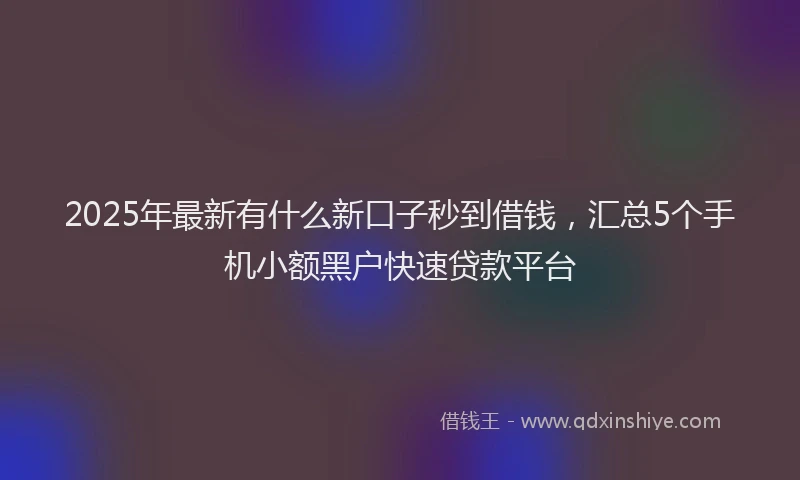 2025年最新有什么新口子秒到借钱，汇总5个手机小额黑户快速贷款平台