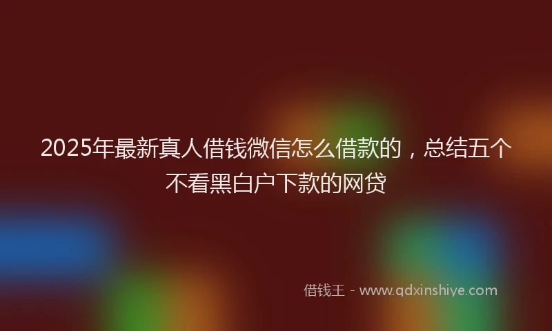 2025年最新真人借钱微信怎么借款的，总结五个不看黑白户下款的网贷