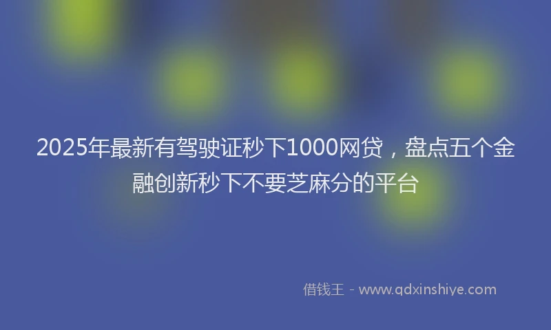 2025年最新有驾驶证秒下1000网贷，盘点五个金融创新秒下不要芝麻分的平台