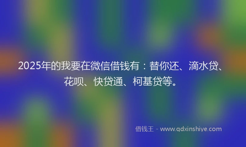 2025年的我要在微信借钱有：替你还、滴水贷、花呗、快贷通、柯基贷等。