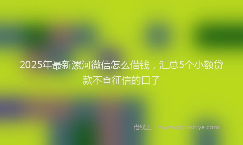 2025年最新漯河微信怎么借钱，汇总5个小额贷款不查征信的口子