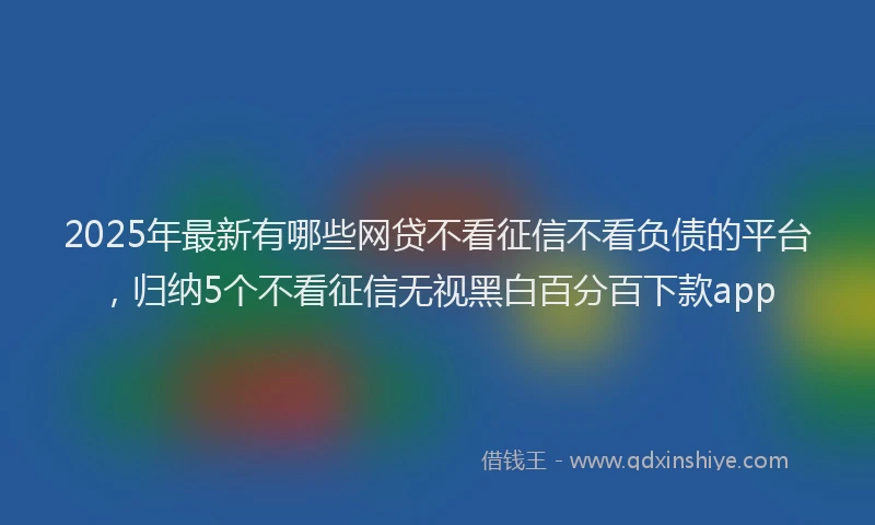 2025年最新有哪些网贷不看征信不看负债的平台，归纳5个不看征信无视黑白百分百下款app