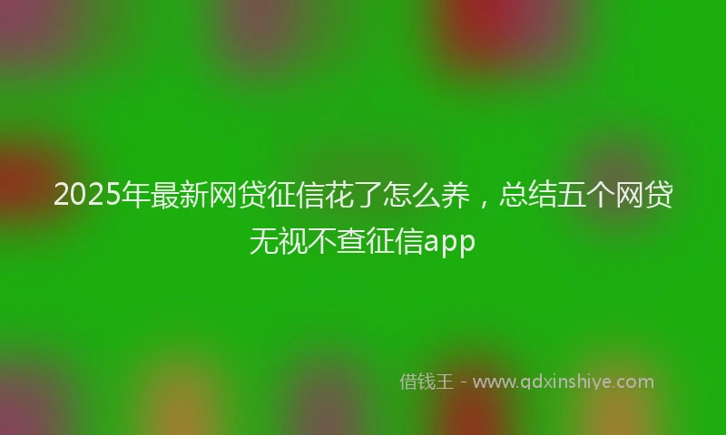 2025年最新网贷征信花了怎么养，总结五个网贷无视不查征信app