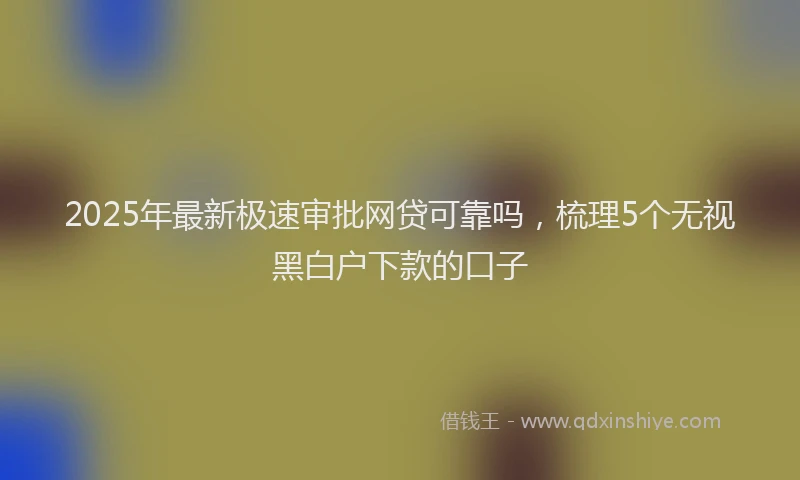 2025年最新极速审批网贷可靠吗，梳理5个无视黑白户下款的口子