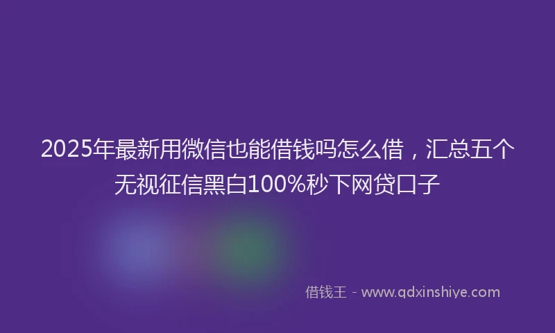 2025年最新用微信也能借钱吗怎么借，汇总五个无视征信黑白100%秒下网贷口子