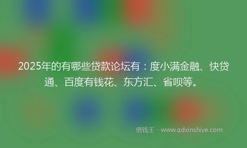 2025年的有哪些贷款论坛有：度小满金融、快贷通、百度有钱花、东方汇、省呗等。