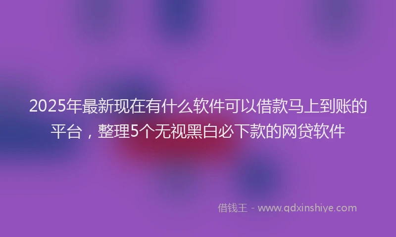 2025年最新现在有什么软件可以借款马上到账的平台，整理5个无视黑白必下款的网贷软件