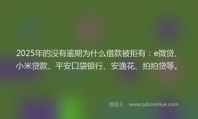2025年的没有逾期为什么借款被拒有：e微贷、小米贷款、平安口袋银行、安逸花、拍拍贷等。