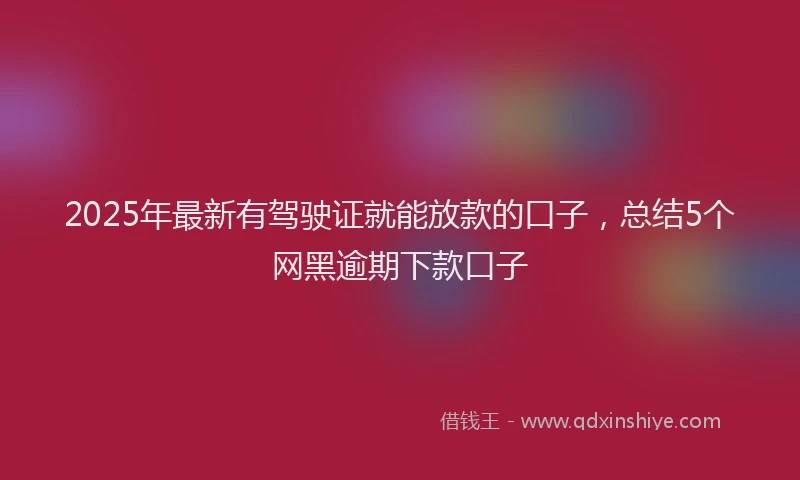 2025年最新有驾驶证就能放款的口子，总结5个网黑逾期下款口子