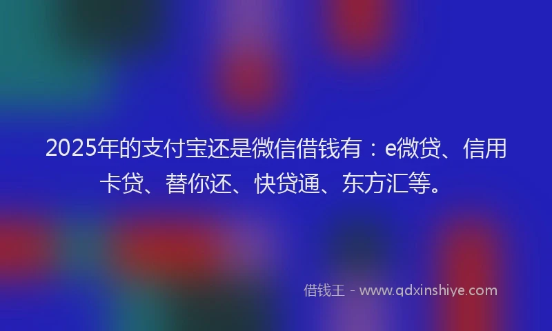 2025年的支付宝还是微信借钱有：e微贷、信用卡贷、替你还、快贷通、东方汇等。