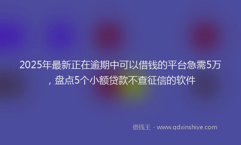 2025年最新正在逾期中可以借钱的平台急需5万，盘点5个小额贷款不查征信的软件