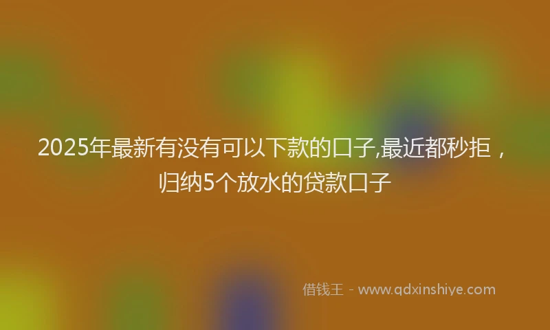 2025年最新有没有可以下款的口子,最近都秒拒，归纳5个放水的贷款口子