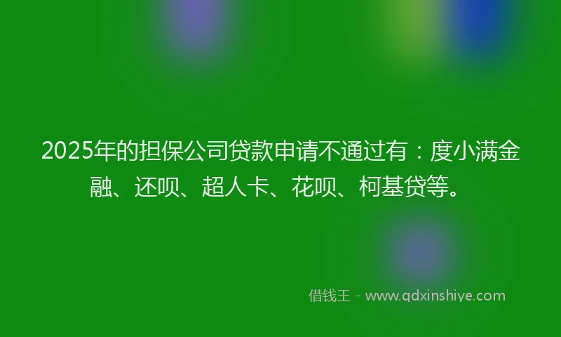 2025年的担保公司贷款申请不通过有：度小满金融、还呗、超人卡、花呗、柯基贷等。
