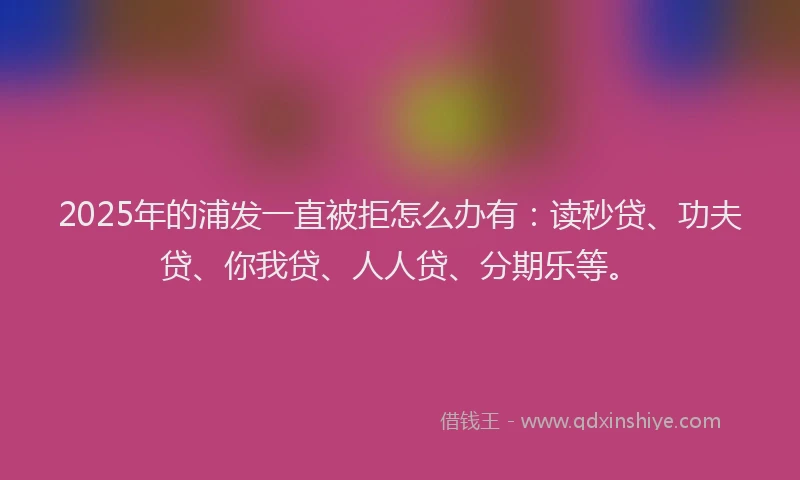 2025年的浦发一直被拒怎么办有：读秒贷、功夫贷、你我贷、人人贷、分期乐等。