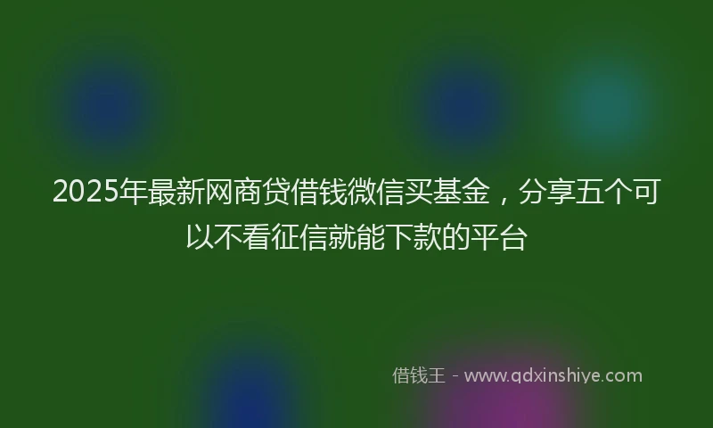 2025年最新网商贷借钱微信买基金，分享五个可以不看征信就能下款的平台