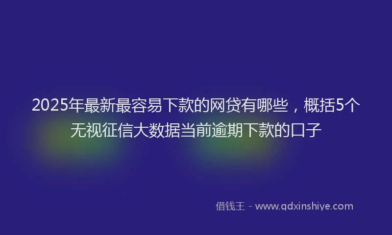 2025年最新最容易下款的网贷有哪些，概括5个无视征信大数据当前逾期下款的口子