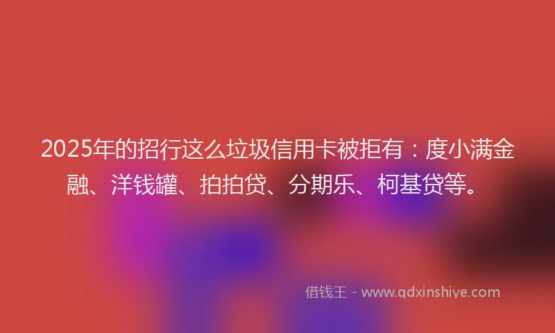 2025年的招行这么垃圾信用卡被拒有：度小满金融、洋钱罐、拍拍贷、分期乐、柯基贷等。