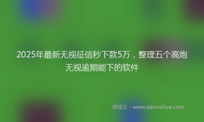 2025年最新无视征信秒下款5万，整理五个高炮无视逾期能下的软件
