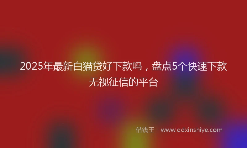2025年最新白猫贷好下款吗，盘点5个快速下款无视征信的平台