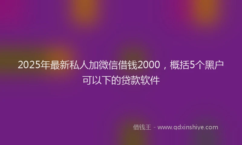 2025年最新私人加微信借钱2000，概括5个黑户可以下的贷款软件