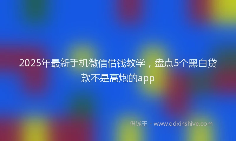 2025年最新手机微信借钱教学，盘点5个黑白贷款不是高炮的app