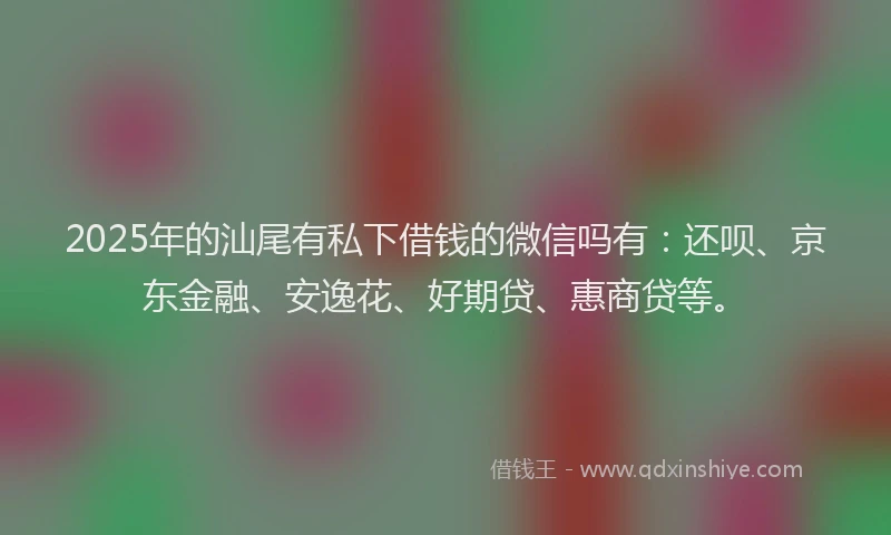 2025年的汕尾有私下借钱的微信吗有：还呗、京东金融、安逸花、好期贷、惠商贷等。