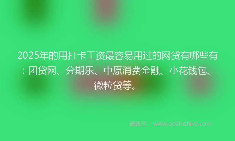 2025年的用打卡工资最容易用过的网贷有哪些有：团贷网、分期乐、中原消费金融、小花钱包、微粒贷等。