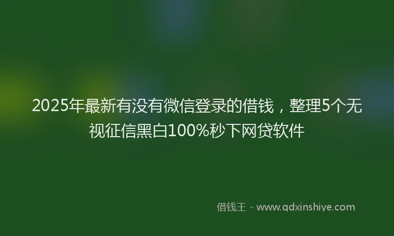 2025年最新有没有微信登录的借钱，整理5个无视征信黑白100%秒下网贷软件