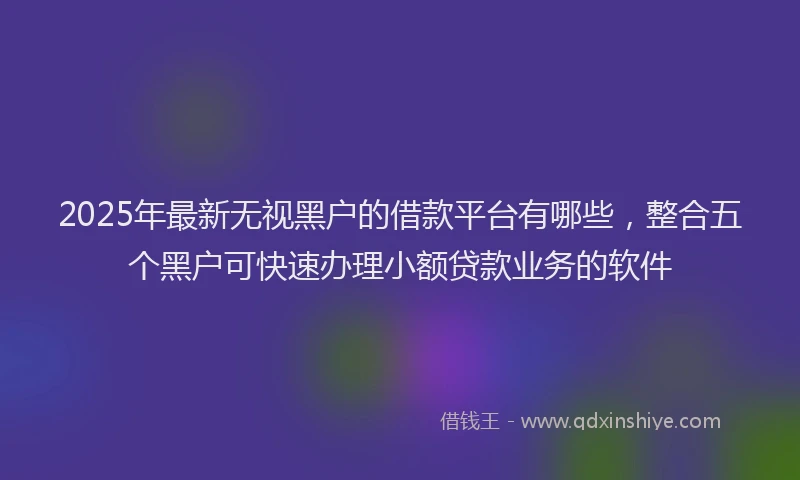 2025年最新无视黑户的借款平台有哪些，整合五个黑户可快速办理小额贷款业务的软件