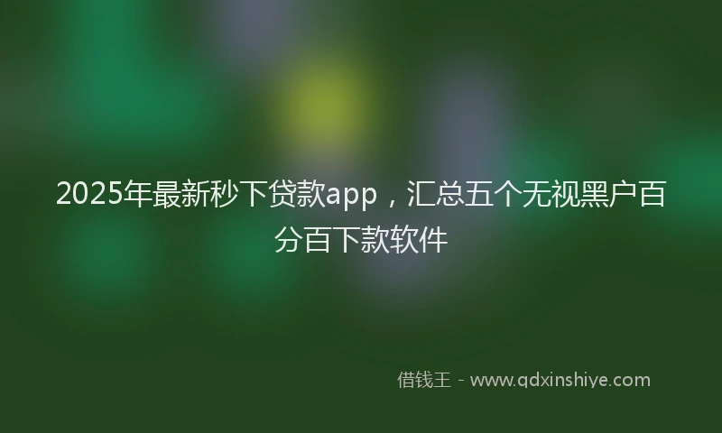 2025年最新秒下贷款app，汇总五个无视黑户百分百下款软件