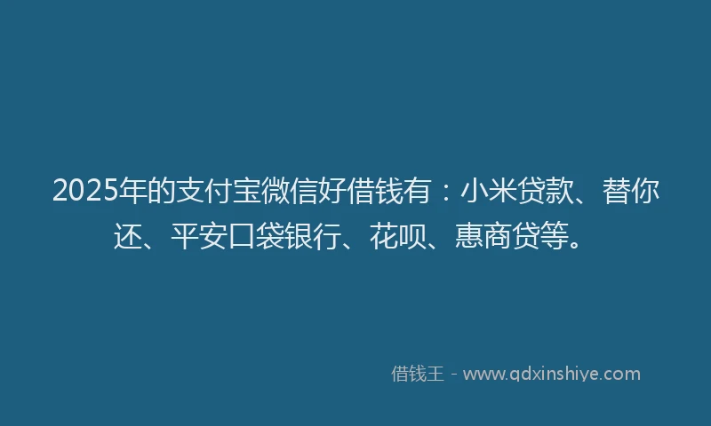 2025年的支付宝微信好借钱有：小米贷款、替你还、平安口袋银行、花呗、惠商贷等。