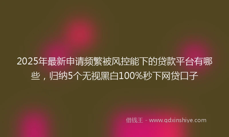 2025年最新申请频繁被风控能下的贷款平台有哪些，归纳5个无视黑白100%秒下网贷口子