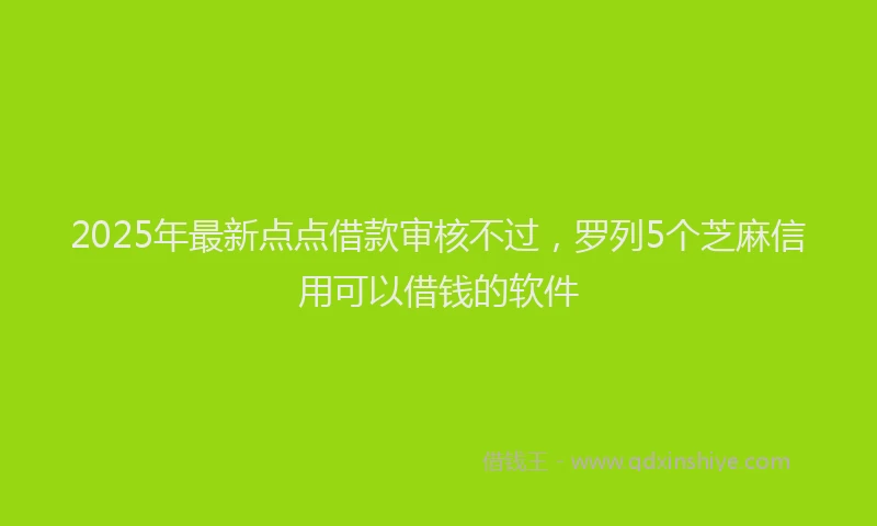 2025年最新点点借款审核不过，罗列5个芝麻信用可以借钱的软件