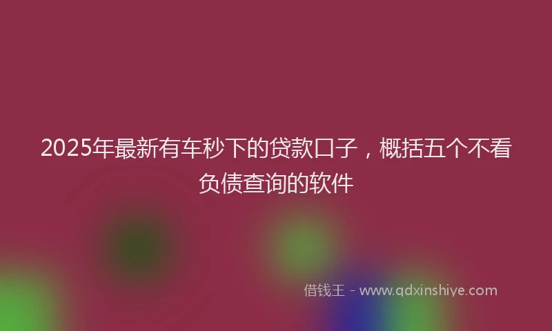 2025年最新有车秒下的贷款口子，概括五个不看负债查询的软件